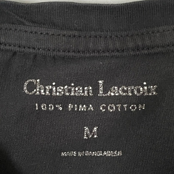 Christian Lacroix Unisex Pima Cotton Black Short Sleeve Women’s Tee Size M - Picture 3 of 4